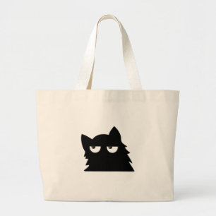 Grand Tote Bag Chat noir drôle minimaliste Design jugeant
