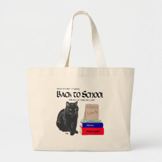 Grand Tote Bag Chat Noir Retour à l'école