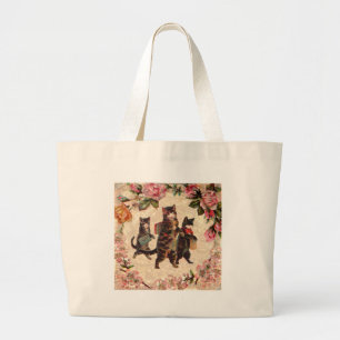 Grand Tote Bag Chat Vintage jolie chatons antiques chatons