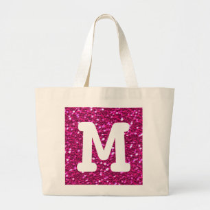 Grand Tote Bag Chaud rose brillant Parties scintillant Faux Look
