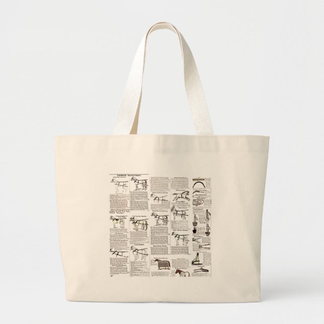 Grand Tote Bag Cheval Antique Publicité Journal Art (Devant)