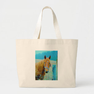Grand Tote Bag Cheval bleu Denim teinté