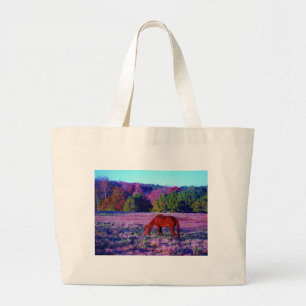 Grand Tote Bag Cheval Brown en Grass violet