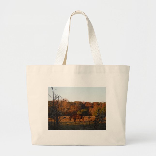 Grand Tote Bag Cheval Brown rouge, bois d'automne. (Devant)