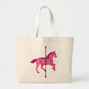 Grand Tote Bag Cheval de carrousel - Fuchsia rose