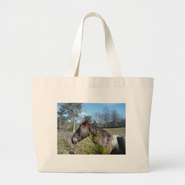 Grand Tote Bag Cheval de couleur Coco et Crème (Devant)