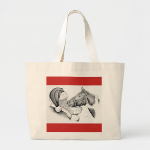 Grand Tote Bag Cheval de Noël et Père Noël