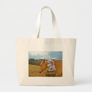 Grand Tote Bag Cheval Jaune, Lapin De Printemps