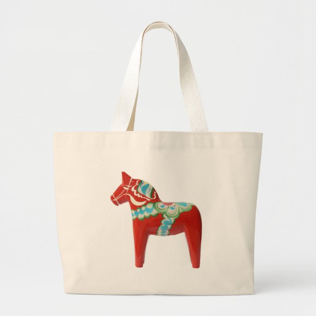 Grand Tote Bag Cheval rouge de Dala de Suédois (Devant)