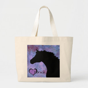 Grand Tote Bag Chevaux cardiaques IV (violet/bleu)