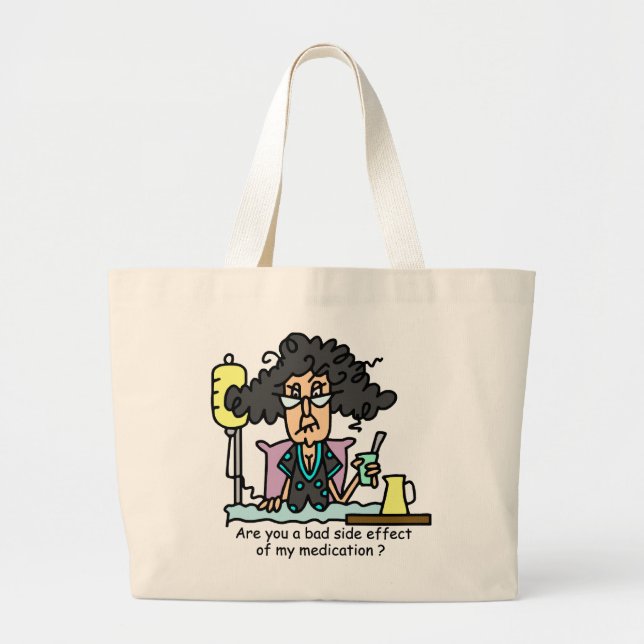 Grand Tote Bag Cheveux foncés d'effet secondaire de médicament (Devant)