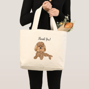 Grand Tote Bag Chien Caniche Personnalisé