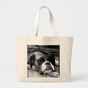 Grand Tote Bag Chien de boîte sur Windows sill jtcnm