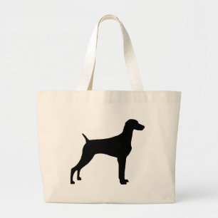 Grand Tote Bag Chien de Weimaraner (dans le noir)