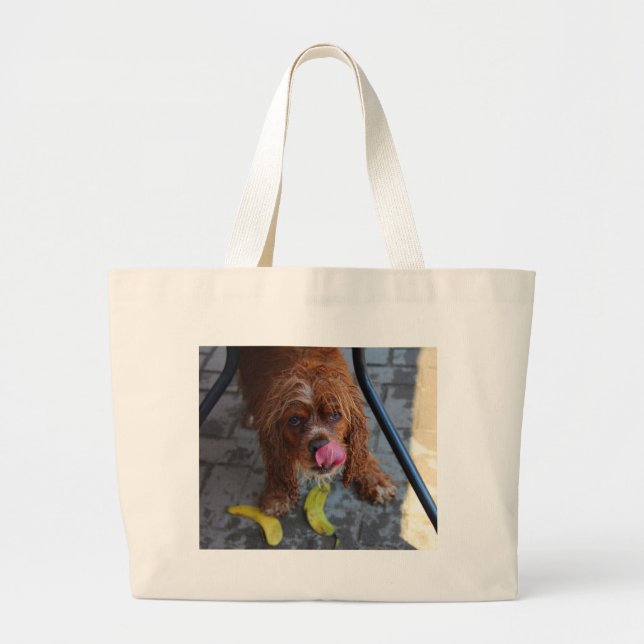 Grand Tote Bag Chien humide avec banane (Devant)
