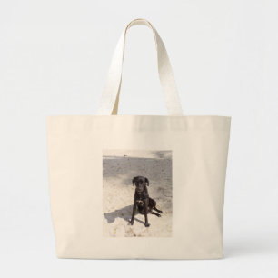 Grand Tote Bag Chien noir avec un mauvais œil