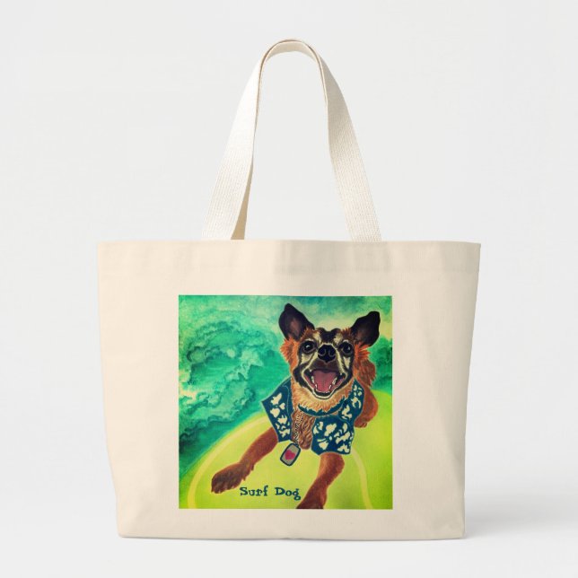 Grand Tote Bag Chien surf (Devant)