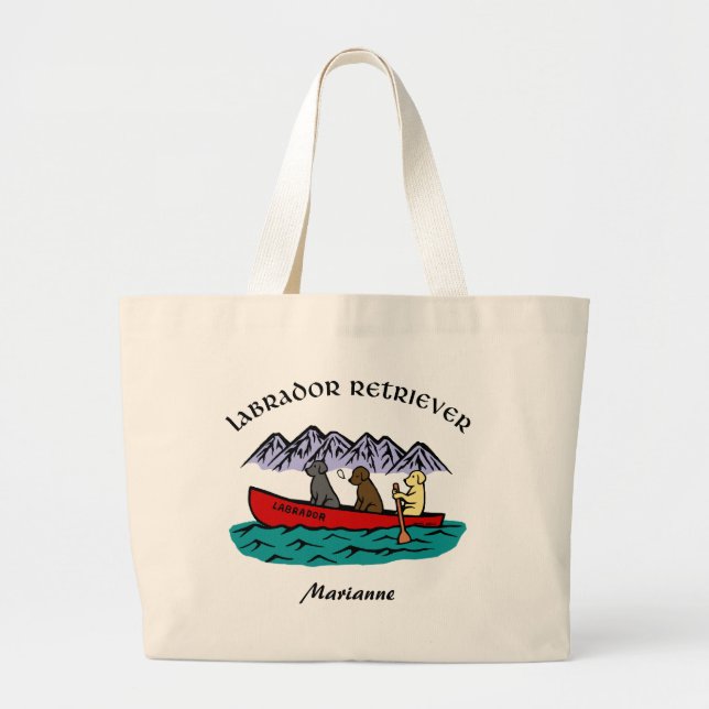 Grand Tote Bag Chiens d'arrêt de Labrador de canoë-kayak (Devant)
