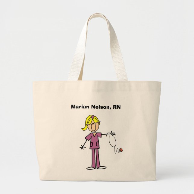 Grand Tote Bag Chiffre femelle blond T-shirts de bâton (Devant)