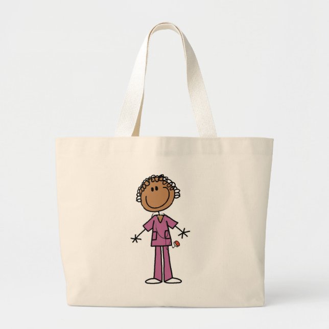 Grand Tote Bag Chiffre femelle infirmière de bâton (Devant)