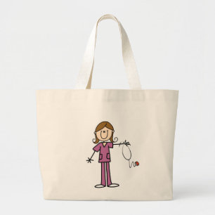 Grand Tote Bag Chiffre femelle infirmière de bâton de cheveux