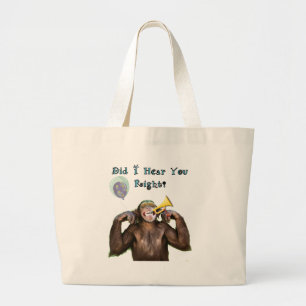 Grand Tote Bag Chimpanzé drôle sur la colline Anniversaire