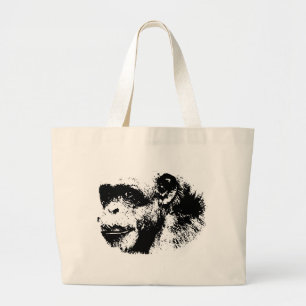 Grand Tote Bag Chimpanzé noir et blanc