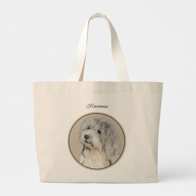 Grand Tote Bag Chiot Havanais, havanais, Bichon cubain, Bichon on (Dos)