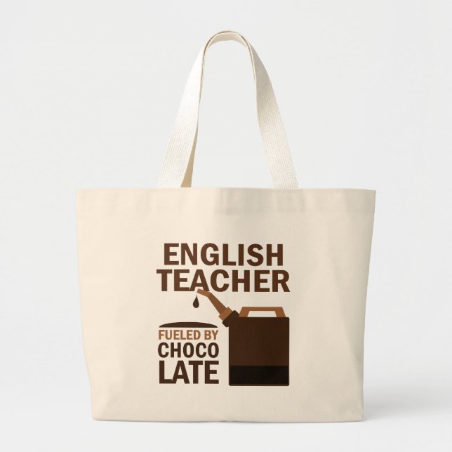 Grand Tote Bag Chocolat (drôle) de professeur d'Anglais (Devant)