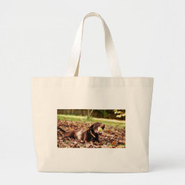 Grand Tote Bag Chocolat Labrador Jouer Avec Ball
