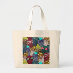 Grand Tote Bag Chouette dans la couronne