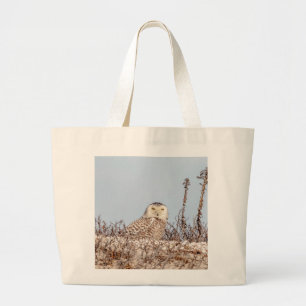 Grand Tote Bag Chouette neige assise sur la plage