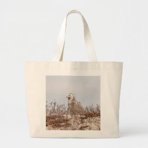Grand Tote Bag Chouette neige assise sur la plage