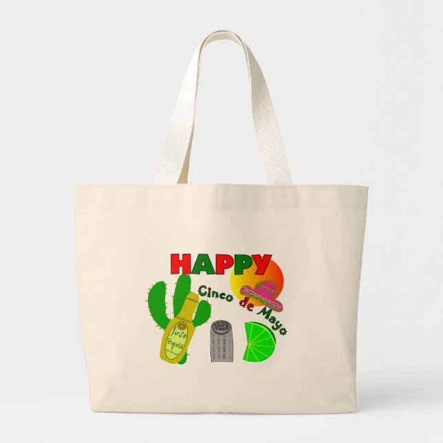Grand Tote Bag "Cinco chaux de De Mayo heureux", tequila et (Devant)