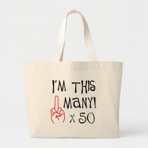 Grand Tote Bag cinquantième salut de doigt moyen d'anniversaire