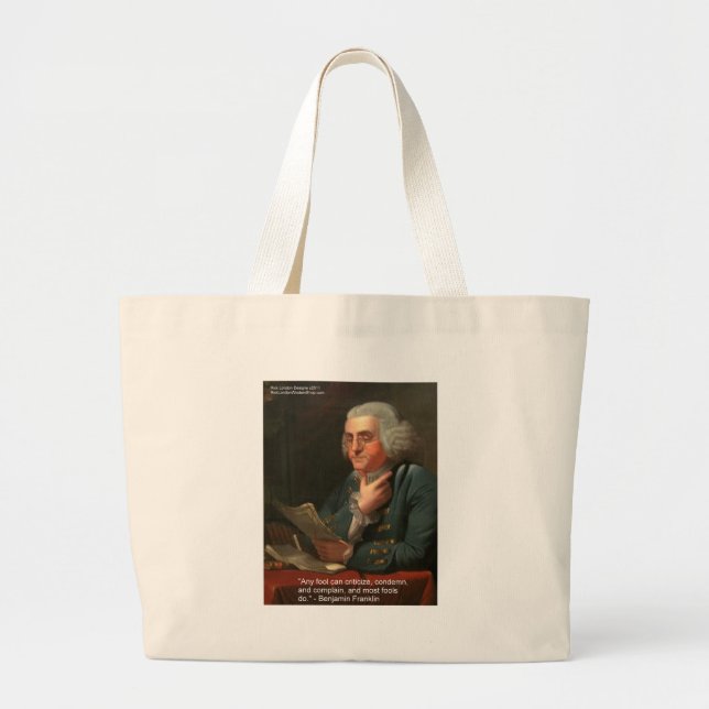 Grand Tote Bag Citation de Ben Frankling Wisdom "N'importe quel i (Devant)