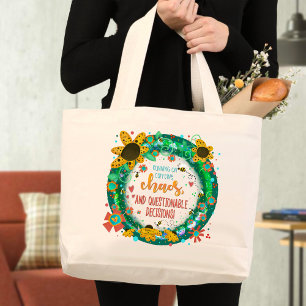Grand Tote Bag Citation Drôle Chaos Café Style tendance