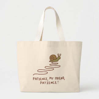 Grand Tote Bag Citation motivante de patience avec un escargot mi