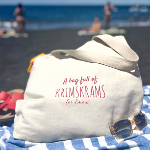 Grand Tote Bag Citation rose humour amusante "pleine de krimskram