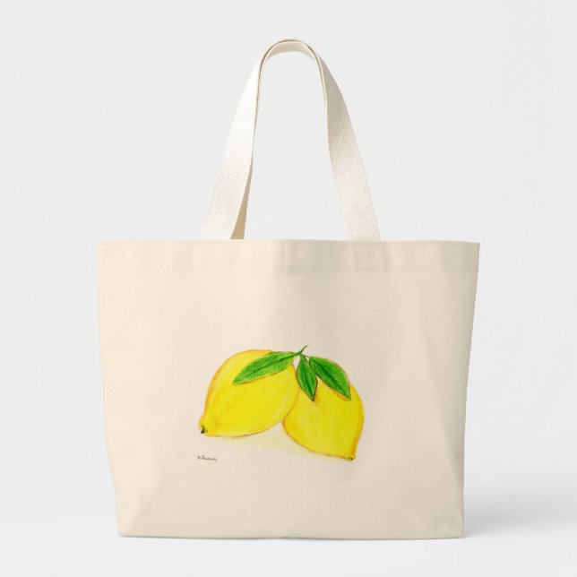 Grand Tote Bag Citrons imprimés Fruits jaunes (Devant)