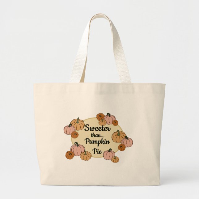 Grand Tote Bag Citrouille de Thanksgiving (Devant)