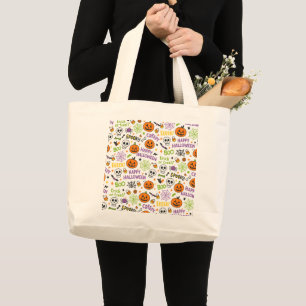 Grand Tote Bag Citrouille éffrayant et amusant - Motif Halloween 