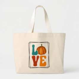 Grand Tote Bag Citrouille LOVE Automne Automne