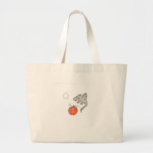 Grand Tote Bag Citrouille orange avec Dragon