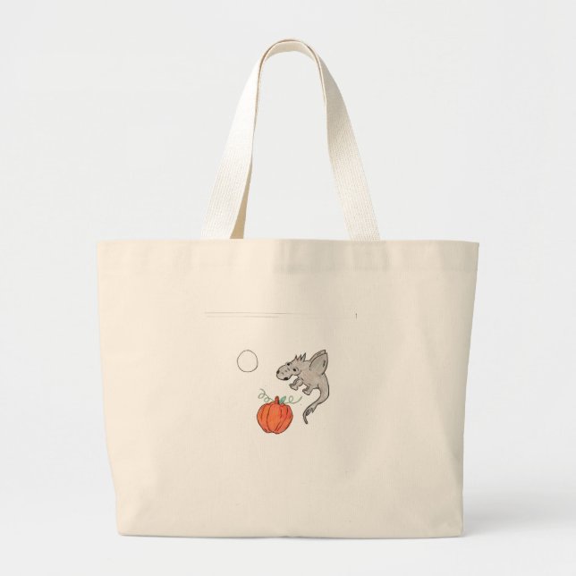 Grand Tote Bag Citrouille orange avec Dragon (Devant)