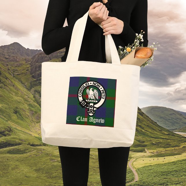 Grand Tote Bag Clan Agnew Tartan Crest (Créateur téléchargé)