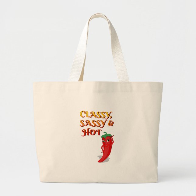 Grand Tote Bag Classé Sassy Et Hot Pepper Diva (Devant)