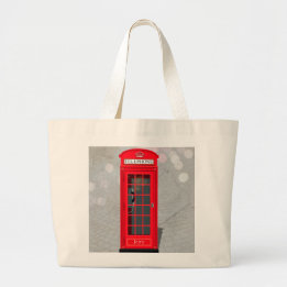 Grand Tote Bag Classic London Red Phone Booth with Name 