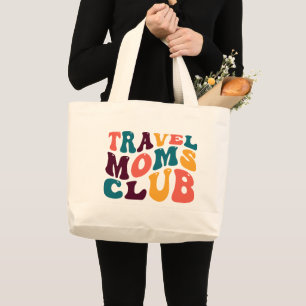 Grand Tote Bag Club des mamans voyageurs Souvenir Style Rétro Gro