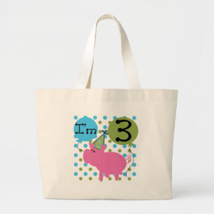 Grand Tote Bag Cochon 3ème anniversaire Tshirts et cadeaux